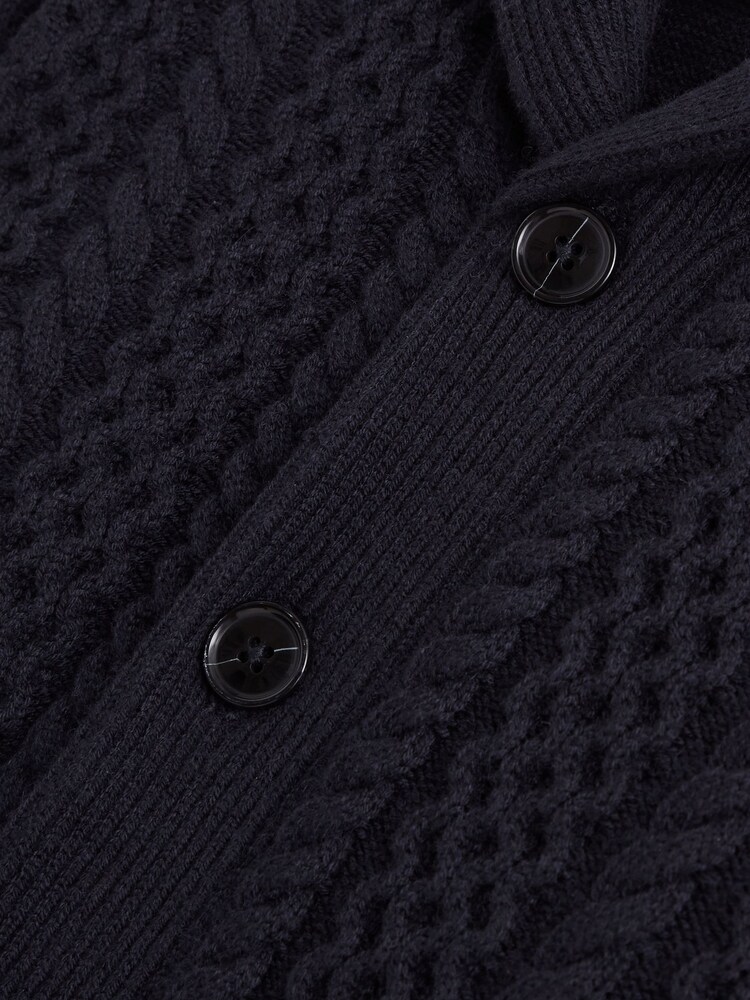 Reiss Navy Ashbury Junior Cable Knitted Cardigan - Image 6 of 6 Reiss Navy Ashbury Junior Cable Knitted Cardigan - Image 6 of 6