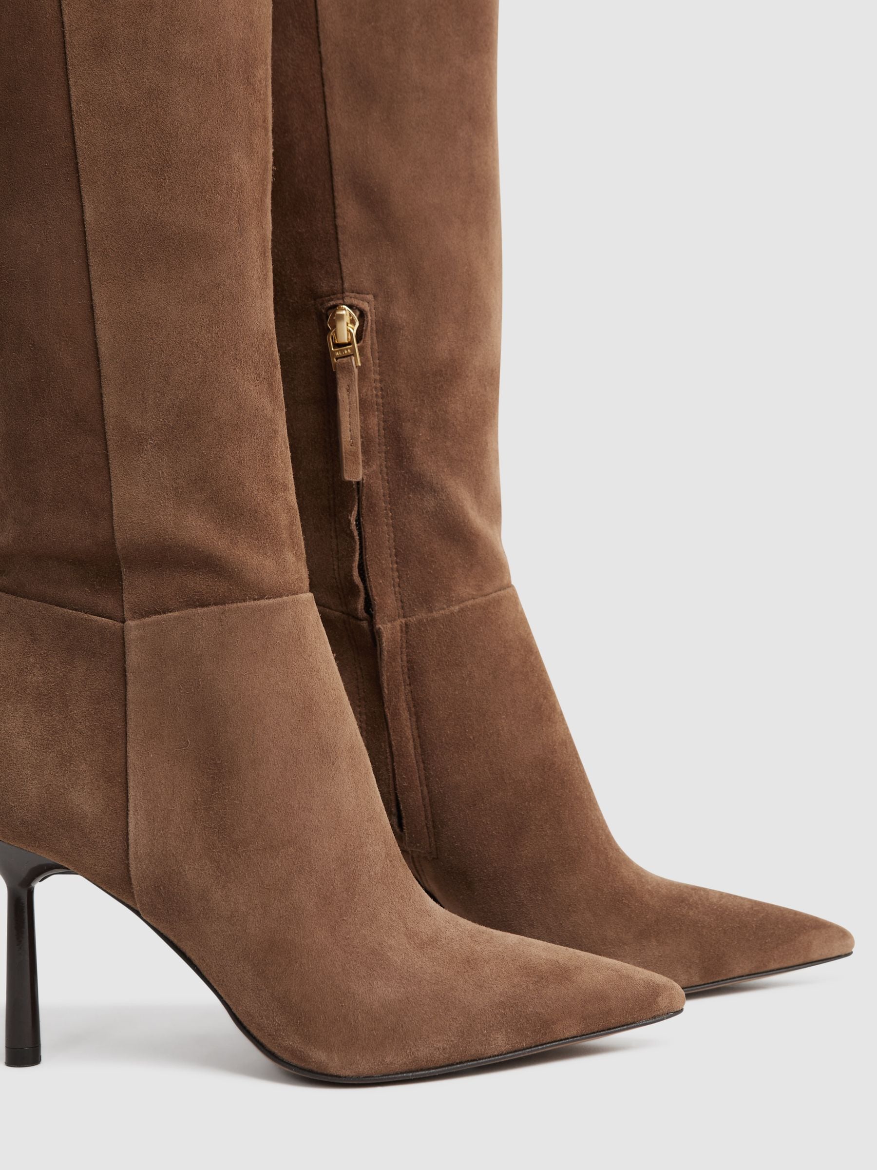 Buy Reiss Tan Gracyn Leather Knee High Heeled Boots from Next Luxembourg