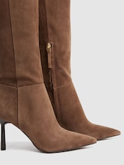 Reiss Tan Gracyn Leather Knee High Heeled Boots - Image 5 of 5