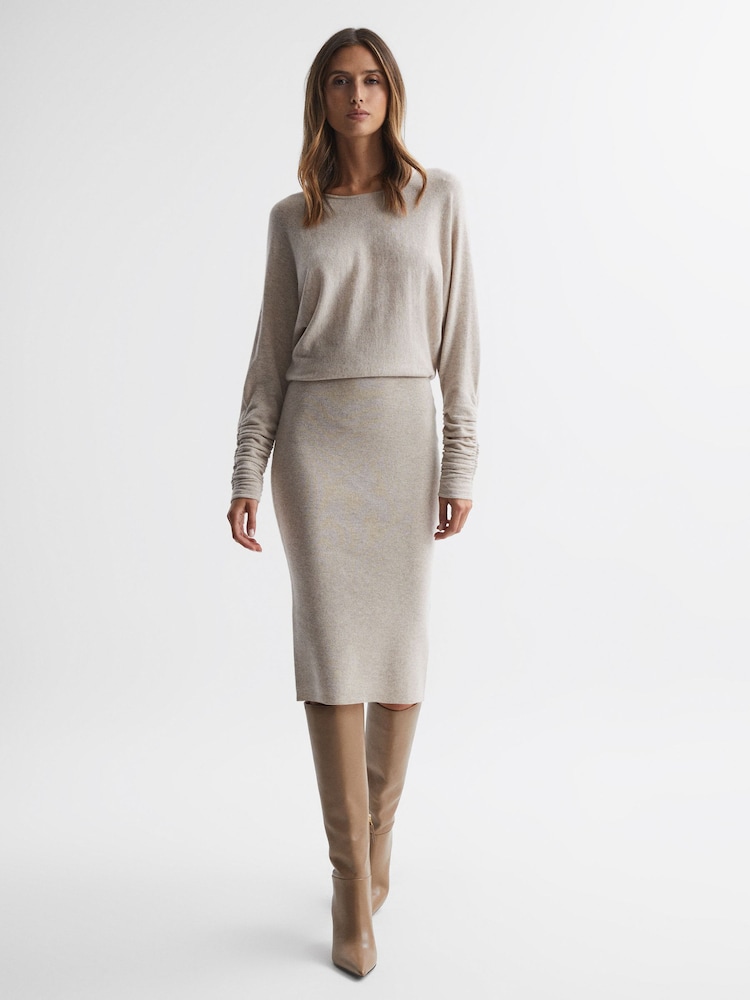 Camel - Botas altas por la rodilla con tacón en cuero Gracyn de Reiss - Imagen 2 de 5