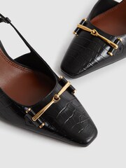 Reiss Black Dulcie Leather Slingback Heels - Image 5 of 5