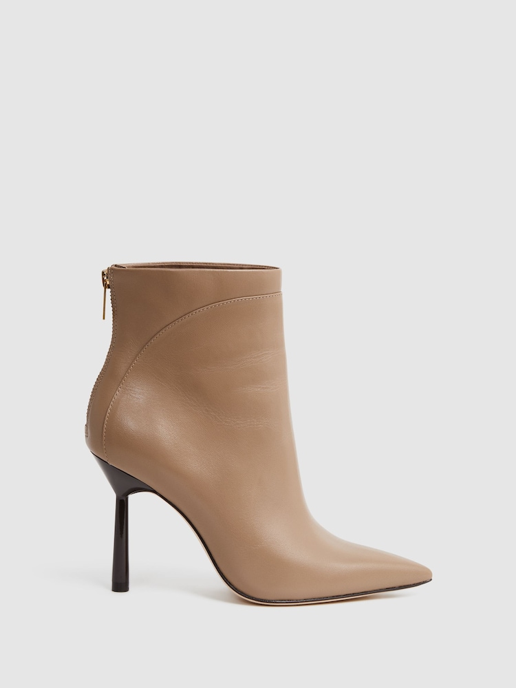 Reiss Camel Lyra Signature Leather Ankle Boots - Image 1 of 5