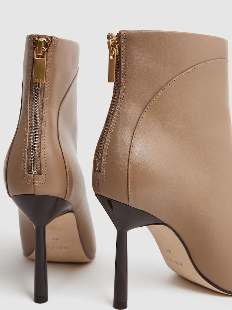 Reiss Camel Lyra Signature Leather Ankle Boots - Image 5 of 5