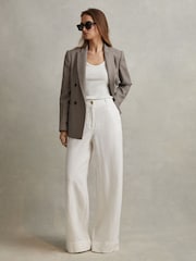 Reiss Black/Camel Ella Wool Blend Double Breasted Dogtooth Blazer - Image 1 of 5