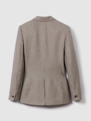 Reiss Black/Camel Ella Wool Blend Double Breasted Dogtooth Blazer - Image 4 of 5
