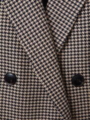 Reiss Black/Camel Ella Wool Blend Double Breasted Dogtooth Blazer - Image 5 of 5