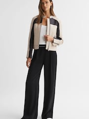 Reiss Black/Neutral Adelaide Leather Collarless Quilted Jacket - Image 3 of 5