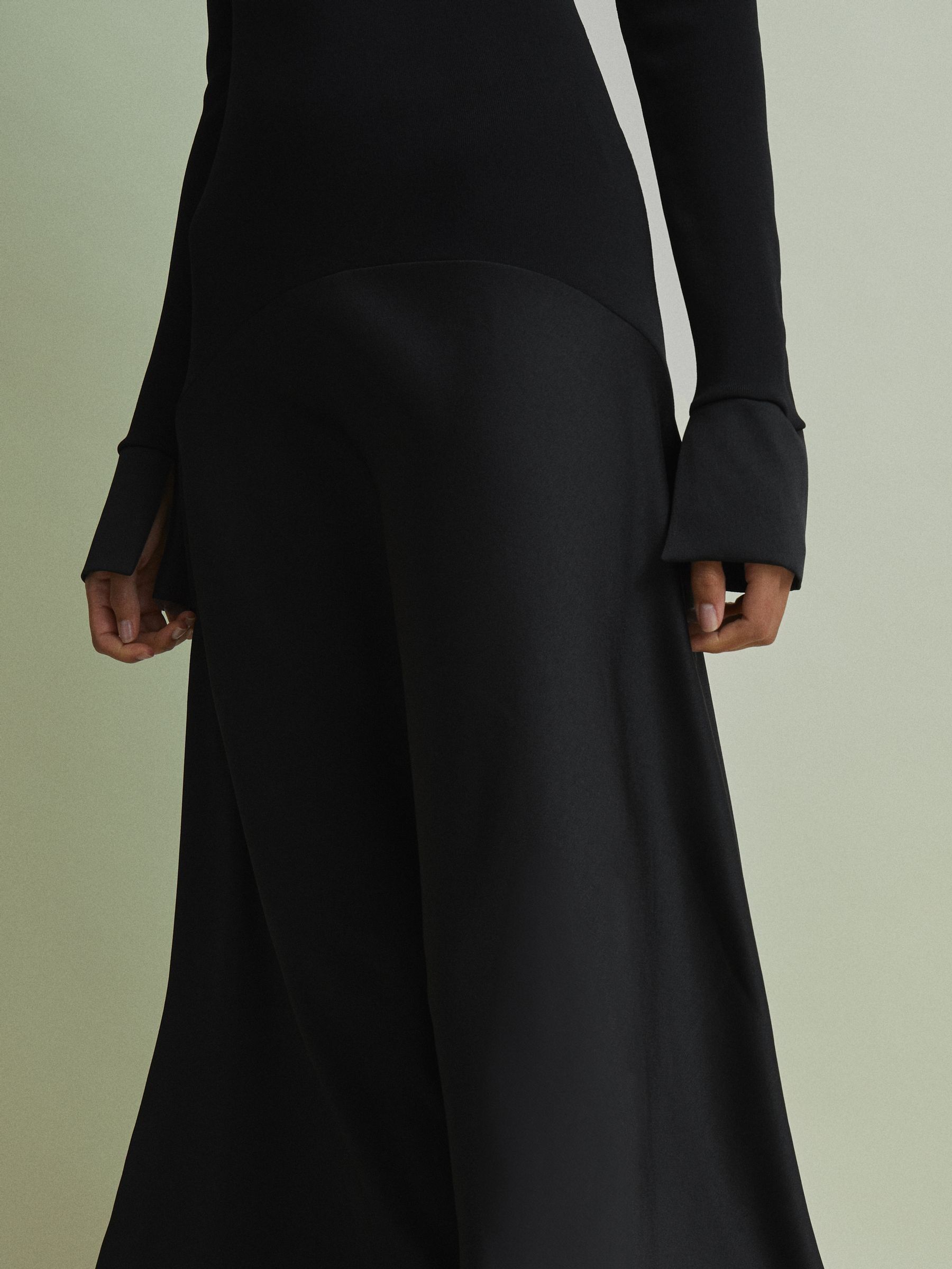 florere knitted satin midi dress Reiss Florere Knitted Satin Midi Dress in Chocolate