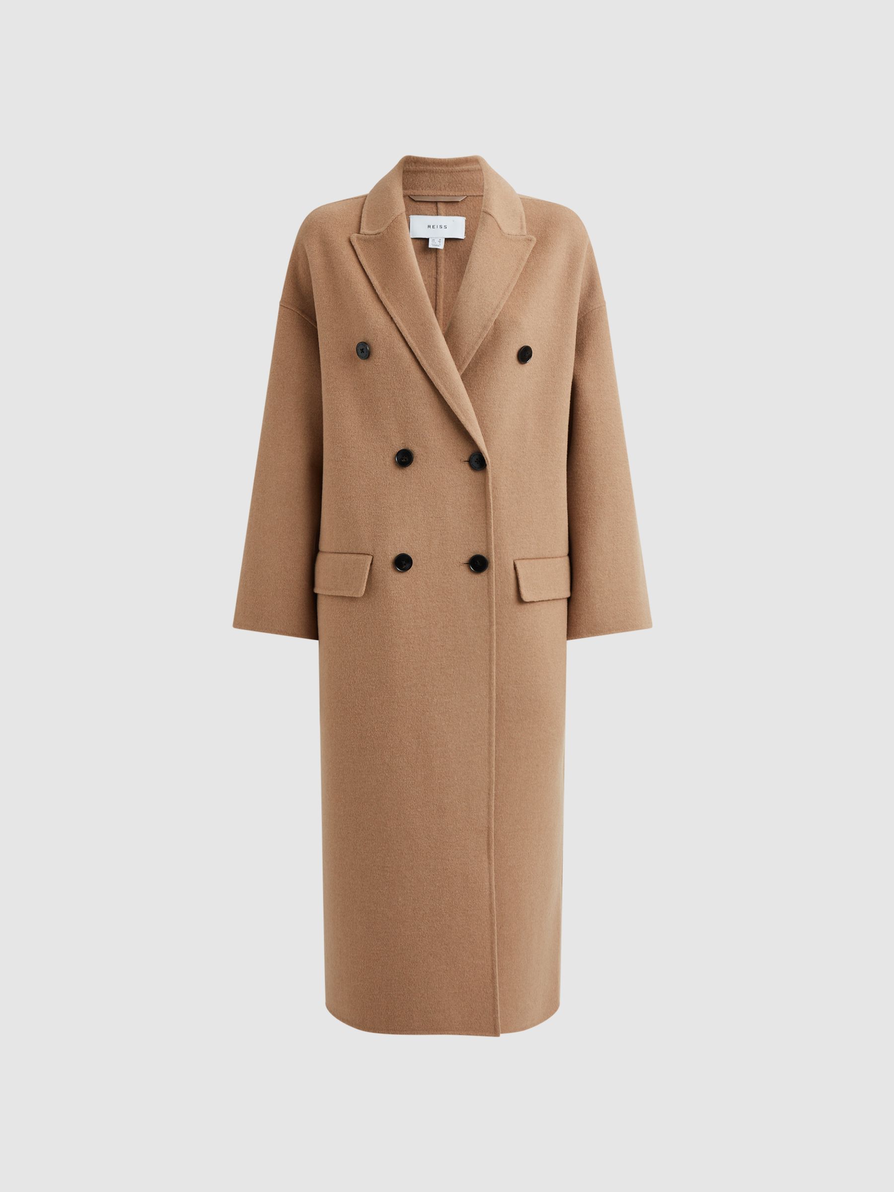 Buy Reiss Camel Layah Petite Relaxed Wool Blend Double Breasted Coat from Next Luxembourg