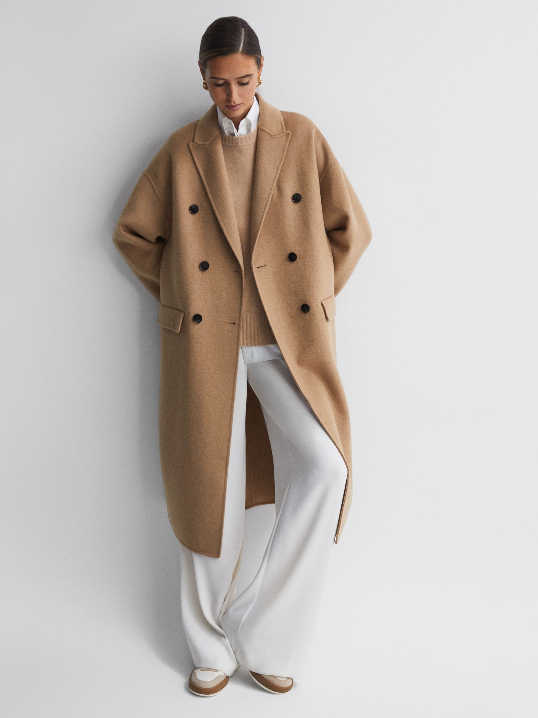 Relaxed wool blend coat clearance