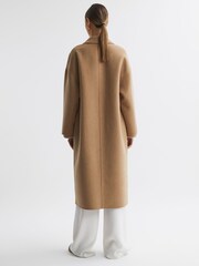 Reiss Camel Layah Relaxed Wool Blend Double Breasted Coat - Image 6 of 7