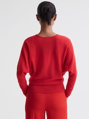 Reiss Coral Lisa Wool Blend Batwing Sleeve Top - Image 5 of 5