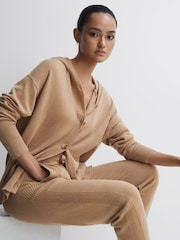 Reiss Camel Elsa Wool Blend Drawstring Joggers - Image 3 of 4