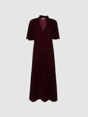 Florere Velvet Tie Neck Midi Dress - Image 2 of 6