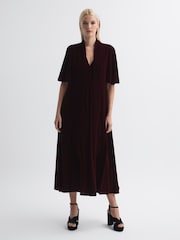 Florere Velvet Tie Neck Midi Dress - Image 3 of 6