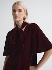 Florere Velvet Tie Neck Midi Dress - Image 4 of 6