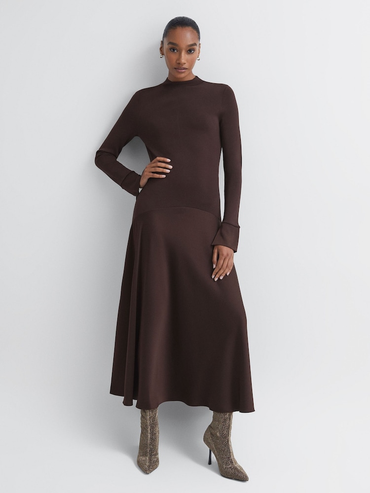 Florere Knitted Satin Midi Dress - Image 1 of 6 Florere Knitted Satin Midi Dress - Image 1 of 6