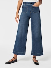 SPANXshape™ Every Wear Cropped Wide Leg Jeans with Patch Pockets, Shaded Blue - Image 5 of 6