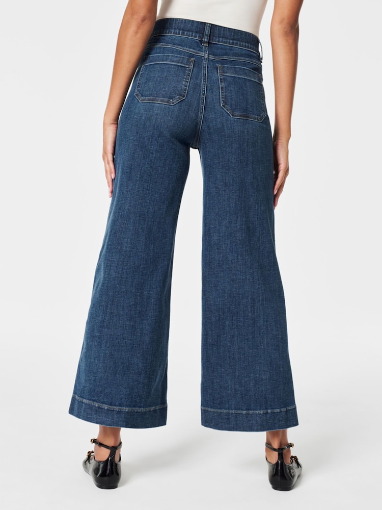 SPANXshape™ Every Wear Cropped Wide Leg Jeans with Patch Pockets, Shaded Blue - Image 6 of 6