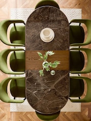 Dark Natural Edwin Marble and Oak Effect 6 to 8 Seater Extrendable Dining Table - Image 1 of 8