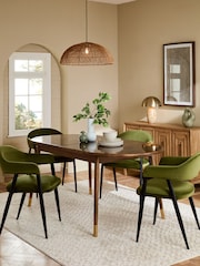 Dark Natural Edwin Marble and Oak Effect 6 to 8 Seater Extrendable Dining Table - Image 2 of 8