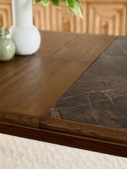 Dark Natural Edwin Marble and Oak Effect 6 to 8 Seater Extrendable Dining Table - Image 3 of 8
