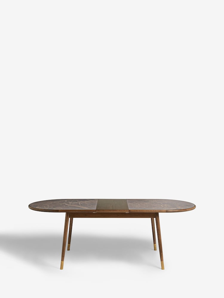 Dark Natural Edwin Marble and Oak Effect 6 to 8 Seater Extrendable Dining Table - Image 8 of 8