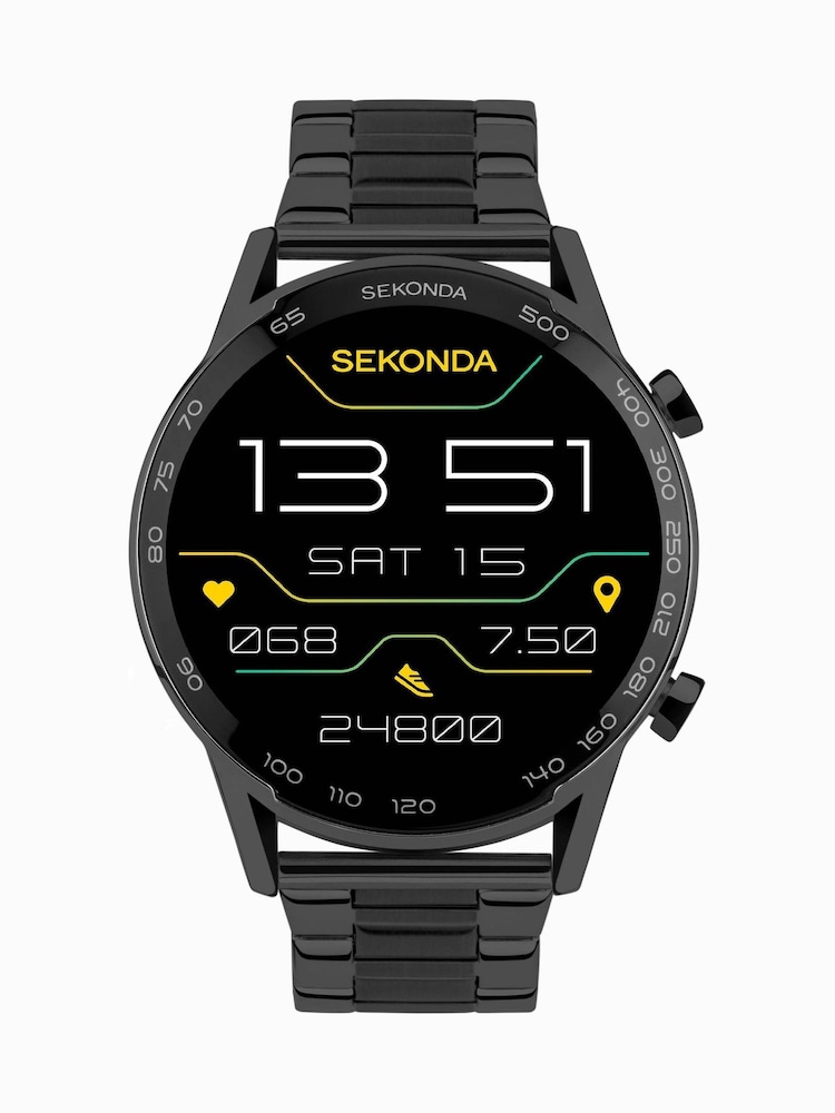 Sekonda Mens Active Plus 45mm Black Smartwatch With Case And Stainless Steel Bracelet With LCD Dial - Image 2 of 6 Sekonda Mens Active Plus 45mm Black Smartwatch With Case And Stainless Steel Bracelet With LCD Dial - Image 2 of 6