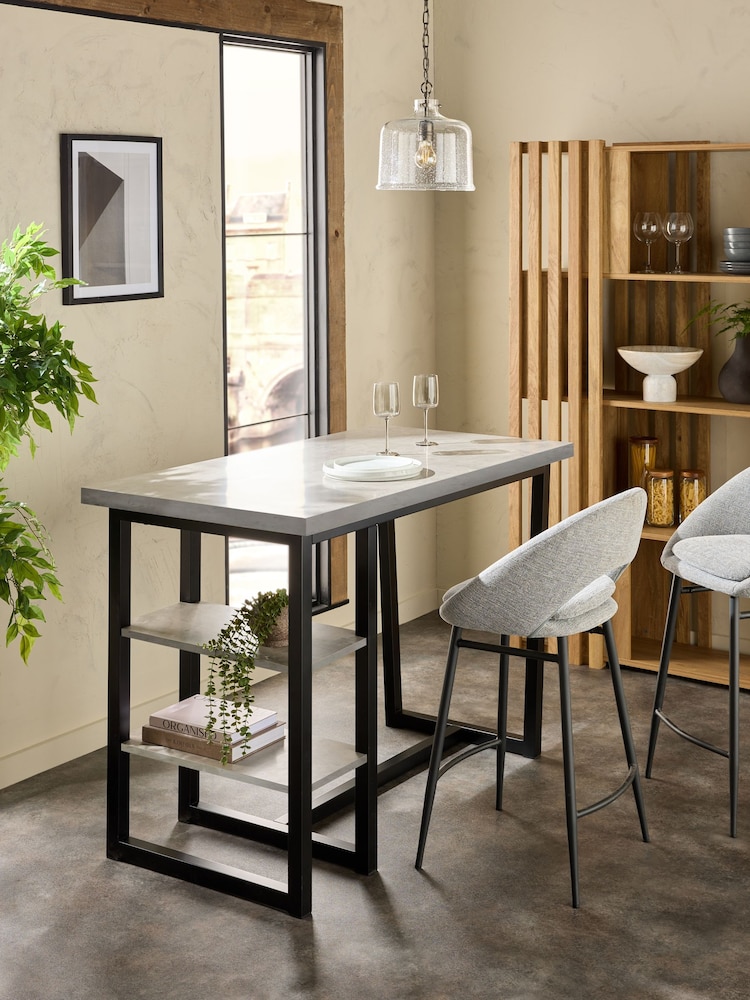 Grey Concrete Effect Curtis 2 Seater Bar Table - Image 1 of 5