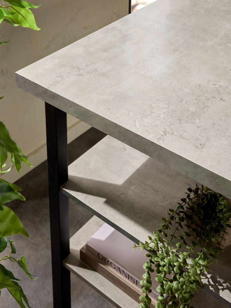 Grey Concrete Effect Curtis 2 Seater Bar Table - Image 2 of 5