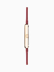 Accurist Ladies Gold Tone Rectangle Burgundy Leather Strap 26mm Watch - Image 2 of 6