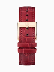Accurist Ladies Gold Tone Rectangle Burgundy Leather Strap 26mm Watch - Image 3 of 6