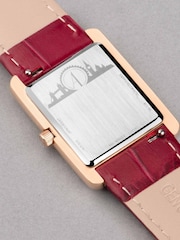 Accurist Ladies Gold Tone Rectangle Burgundy Leather Strap 26mm Watch - Image 5 of 6
