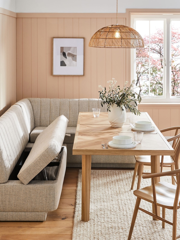 Chunky Weave Mid Natural Anderson Storage Corner Dining Bench - Image 2 of 9