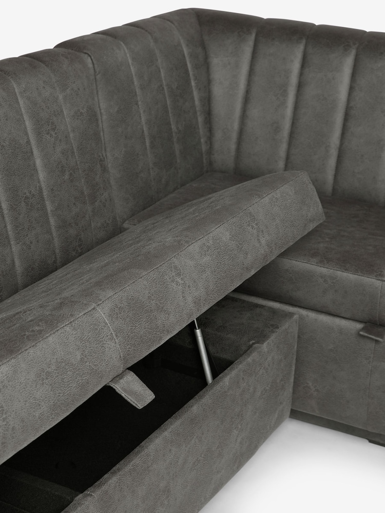 Monza Faux Leather Dark Grey Anderson Storage Corner Dining Bench - Image 11 of 11
