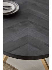 Black with Gold Bronx Oak Effect Oval 6 to 8 Seater Extending Dining Table - Image 4 of 9