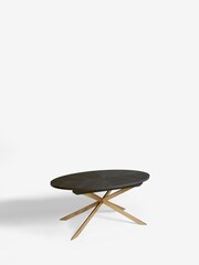 Black with Gold Bronx Oak Effect Oval 6 to 8 Seater Extending Dining Table - Image 5 of 9