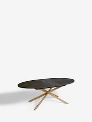 Black with Gold Bronx Oak Effect Oval 6 to 8 Seater Extending Dining Table - Image 6 of 9