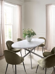 White Marble Effect Extending Dining Table - Image 1 of 8
