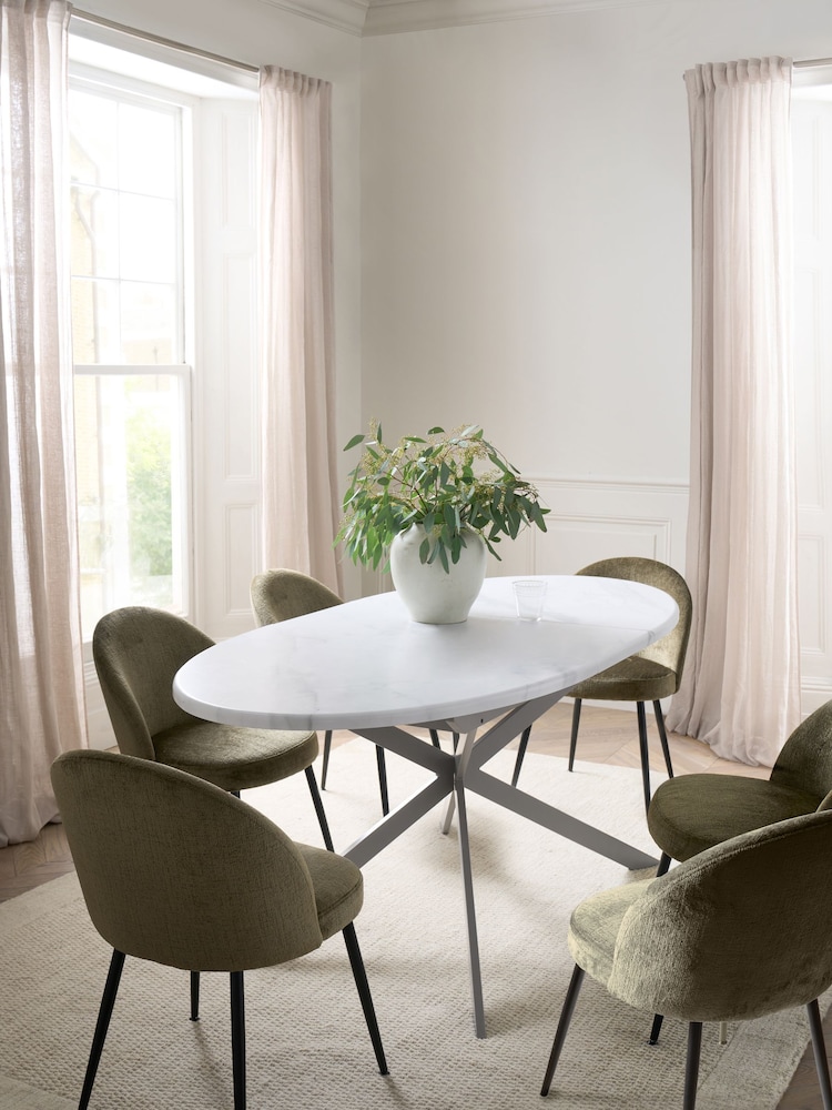 White Marble Effect Extending Dining Table - Image 1 of 8