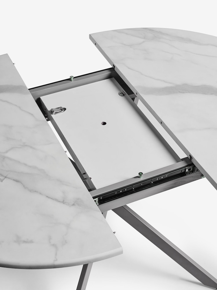 White Marble Effect Extending Dining Table - Image 8 of 8