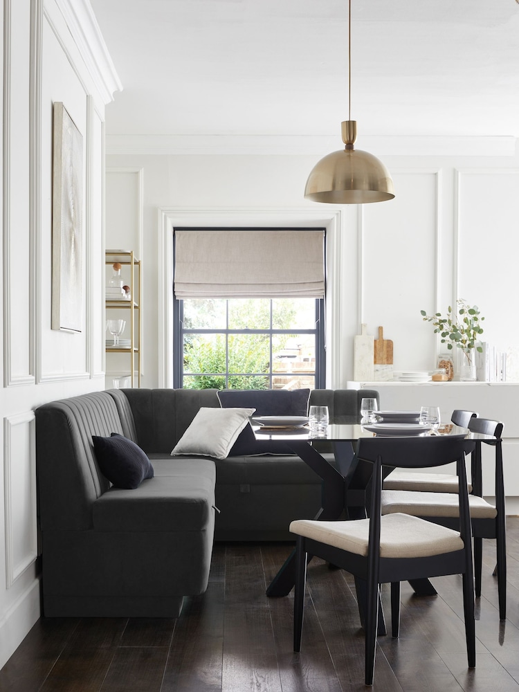 Soft Velvet Mid Grey Anderson Corner Corner Storage Dining Bench - Image 1 of 10