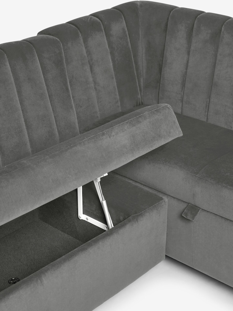 Soft Velvet Mid Grey Anderson Corner Corner Storage Dining Bench - Image 10 of 10