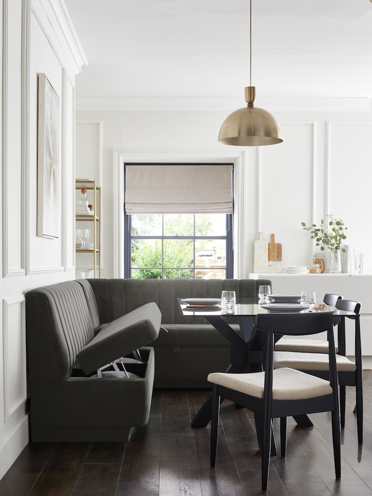 Soft Velvet Mid Grey Anderson Corner Corner Storage Dining Bench - Image 2 of 10