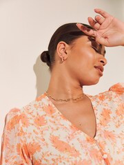 Simply Be Coral Paisley Print Skater Dress - Image 3 of 6