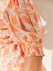 Simply Be Coral Paisley Print Skater Dress - Image 4 of 6
