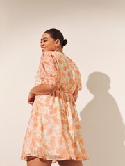 Simply Be Coral Paisley Print Skater Dress - Image 6 of 6