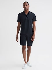 Reiss Navy Malin Slim Fit Drawstring Shorts - Image 1 of 5
