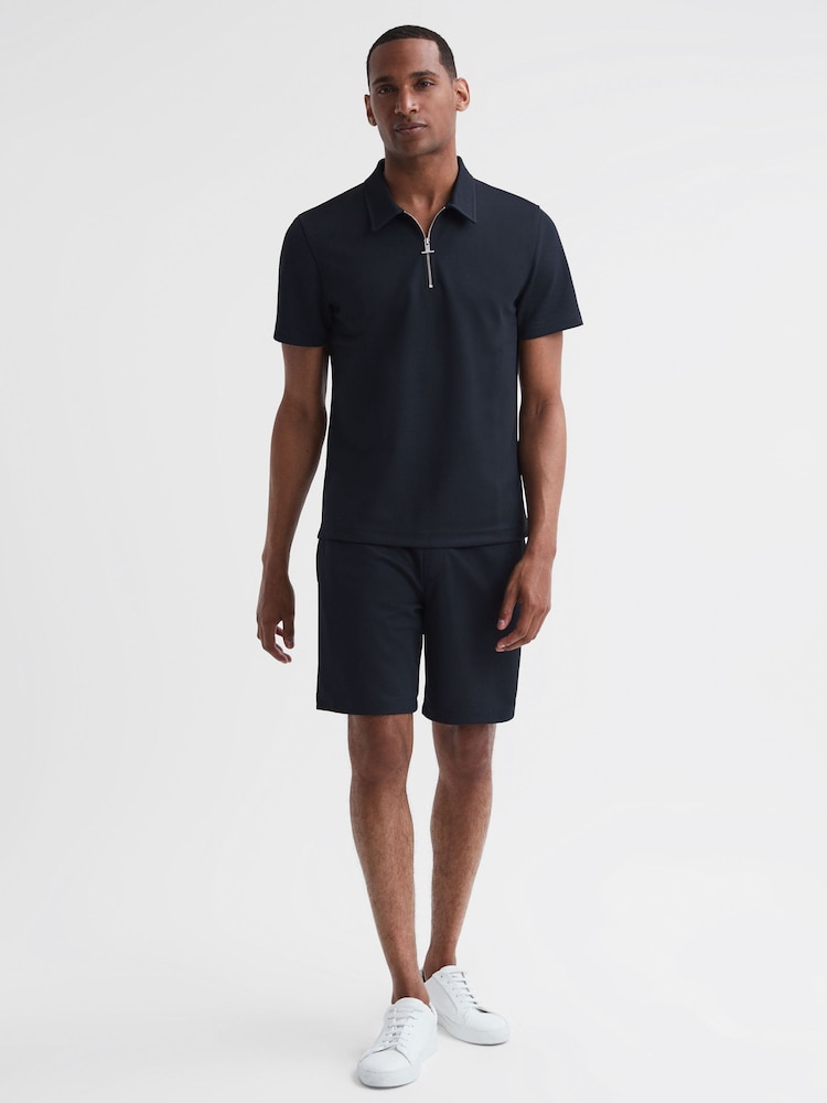 Reiss Navy Malin Slim Fit Drawstring Shorts - Image 1 of 5