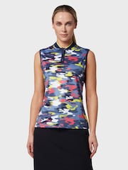 Callaway Apparel Ladies Blue Sleeveless Multi Colour Camo Polo Shirt - Image 1 of 3